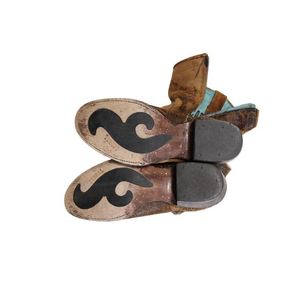 Corral Vintage-Distressed Cowboy Ankle Boots 7m - Picture 3 of 5